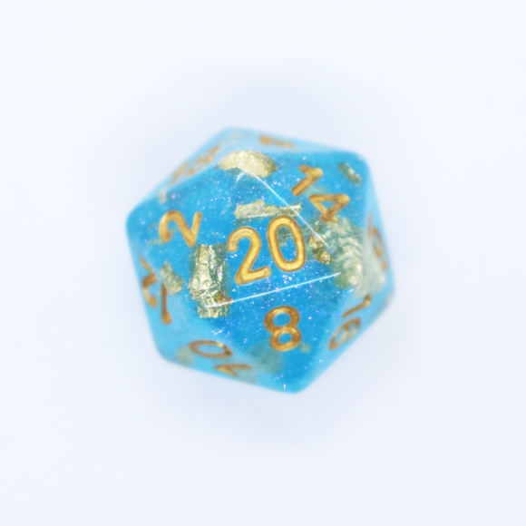 Blue Slicked with Gold Dice Set.