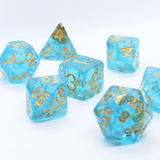 Blue Slicked with Gold Dice Set.