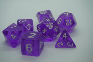 Clearly Purple Dice Set.